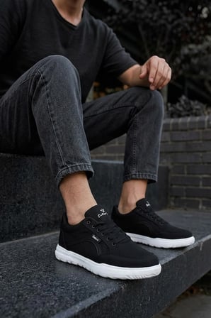 Elit ASYLD228 Erkek Klasik Sneaker Siyah - Beyaz