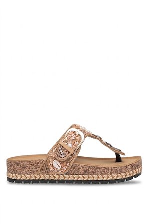 Guja 26Y217-4 Kadın Taşlı Düz Terlik Camel