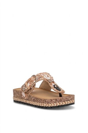 Guja 26Y217-4 Kadın Taşlı Düz Terlik Camel