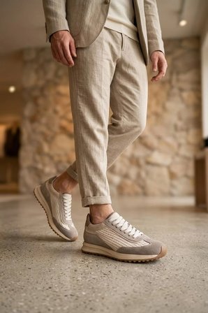 Marcomen 152-23270 Erkek Hakiki Deri Klasik Sneaker Bej