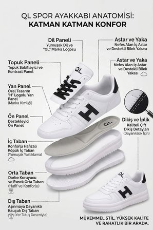 Elit ASQLA1457 Kadın Klasik Sneaker Beyaz - Siyah