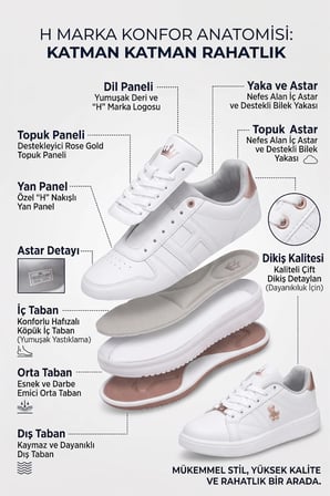 Elit. ASOZREBEKA Kadın Klasik Sneaker Beyaz - Altın