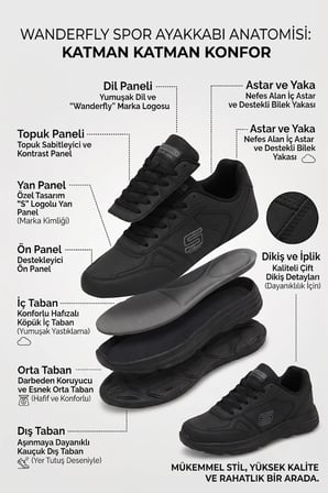 Elit ASENS4349 Erkek Klasik Sneaker Siyah