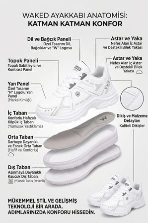 Elit ASENS4338 Erkek Klasik Sneaker Beyaz - Siyah