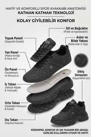 Elit ASENS4338 Erkek Klasik Sneaker Siyah