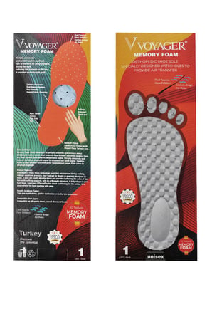 Voyager Memory Foam MFG Terleme Yapmayan Özel Dizayn Ortopedik Tabanlık Gri