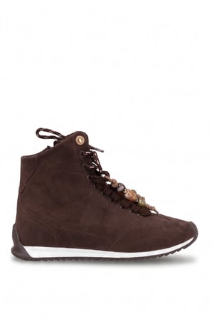 Elit Kcm195 Kadın Taşlı Sneaker Bot Kahverengi