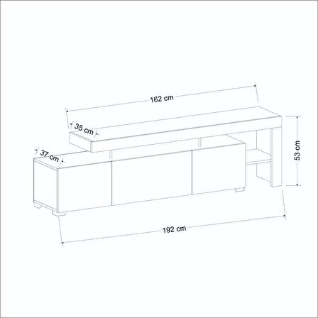 Beliz Modern LED Işıklı 3 Kapaklı, Raflı TV Sehpası – 192 cm, Ceviz