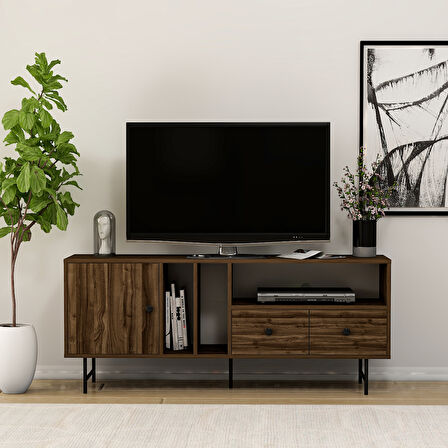 T002 Kapaklı, Çekmeceli Tv Sehpası Sandık Ceviz