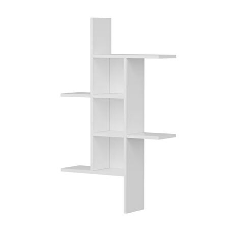 Madagaskar Duvar Rafı – Asimetrik Tasarım, Duvara Monte Dekoratif Kitaplık - Beyaz