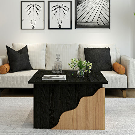 S0010 Style Orta Sehpa Ahşap Siyah/Safir Meşe