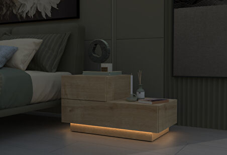 Kayra KMD002 LED Işıklı Komodin – 2 Çekmeceli Modern Tasarım