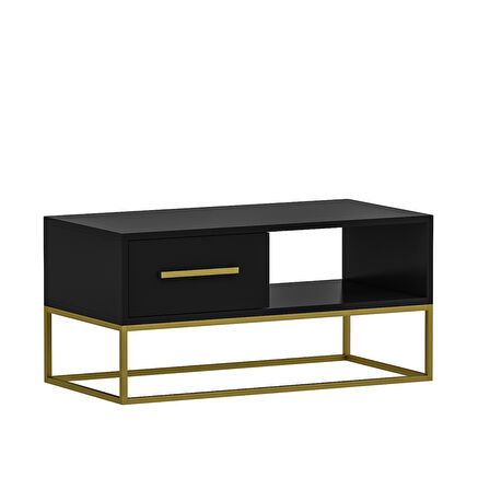 Mira Kapaklı Orta Sehpa, Gold Ayak, Modern Tasarım - 90 cm, Ev-Ofis