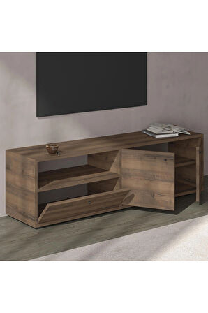 Pao Kapaklı Minimal TV Sehpası – 136 cm, Antik Ceviz