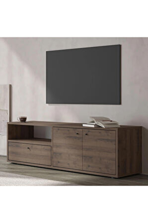 Pao Kapaklı Minimal TV Sehpası – 136 cm, Antik Ceviz
