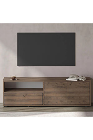 Pao Kapaklı Minimal TV Sehpası – 136 cm, Antik Ceviz