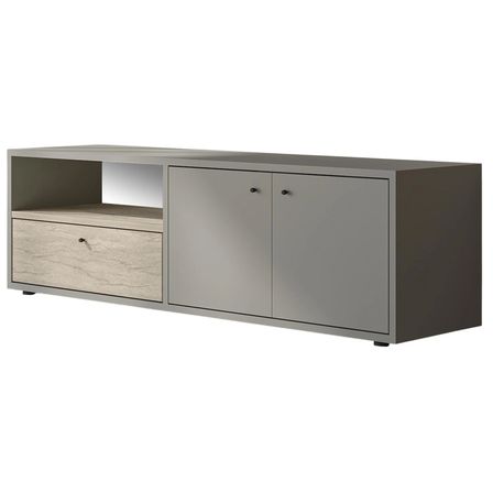 Pao Kapaklı Minimal TV Sehpası – 136 cm, Gri/Traverten