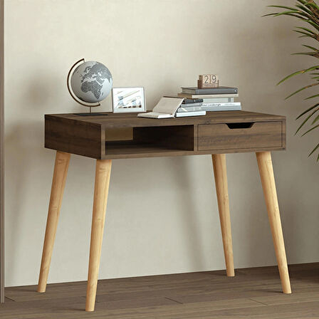 Offer Çalışma Masası, Bilgisayar Masası, Çekmeceli Kilim, Ahşap Ayak, Ev-Ofis
