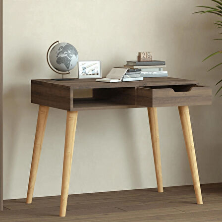 Offer Çalışma Masası, Bilgisayar Masası, Çekmeceli Kilim, Ahşap Ayak, Ev-Ofis