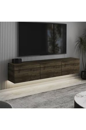 Neon Duvara Monte 3 Kapaklı TV Sehpası – 160 cm – Minimal Tasarım, İstanbul Ceviz