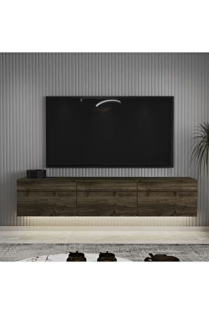 Neon Duvara Monte 3 Kapaklı TV Sehpası – 160 cm – Minimal Tasarım, İstanbul Ceviz