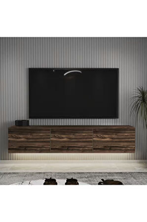 Neon Duvara Monte 3 Kapaklı TV Sehpası – 160 cm – Minimal Tasarım,  Ceviz