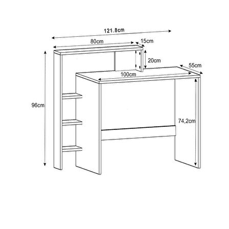 Amber Çalışma Masası – Raflı, Modern Bilgisayar Masası