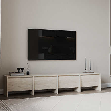 Laris 180 cm Tv Ünitesi – 4 Kapaklı, Traverten Desenli