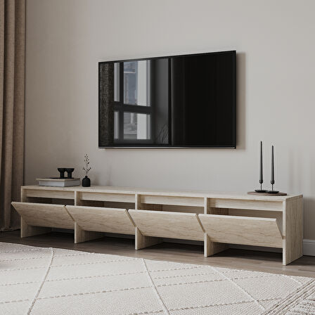 Laris 180 cm Tv Ünitesi – 4 Kapaklı, Traverten Desenli