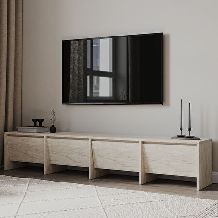 Laris 180 cm Tv Ünitesi – 4 Kapaklı, Traverten Desenli