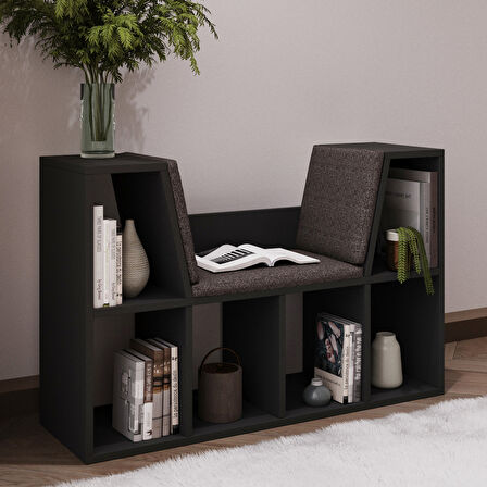 Livora Minderli Kitaplık - Oturma Alanlı 103 cm Minimalist Tasarım