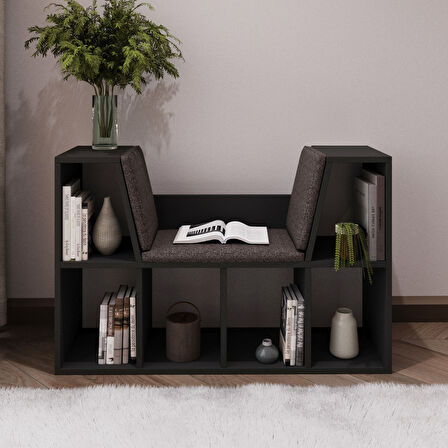 Livora Minderli Kitaplık - Oturma Alanlı 103 cm Minimalist Tasarım