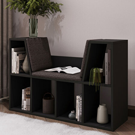 Livora Minderli Kitaplık - Oturma Alanlı 103 cm Minimalist Tasarım