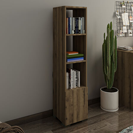Kuzey 4 Raflı, Kapaklı Minimal Kitaplık