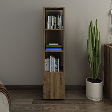 Kuzey 4 Raflı, Kapaklı Minimal Kitaplık