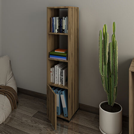 Kuzey 4 Raflı, Kapaklı Minimal Kitaplık