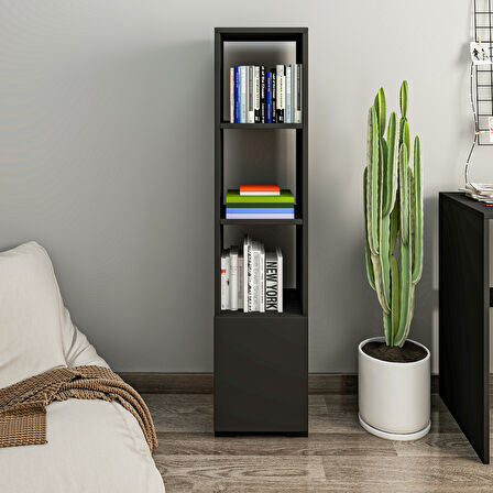 Kuzey 4 Raflı, Kapaklı Minimal Kitaplık