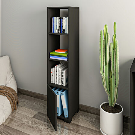 Kuzey 4 Raflı, Kapaklı Minimal Kitaplık