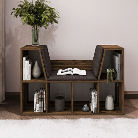 Livora Minderli Kitaplık - Oturma Alanlı 103 cm Minimalist Tasarım