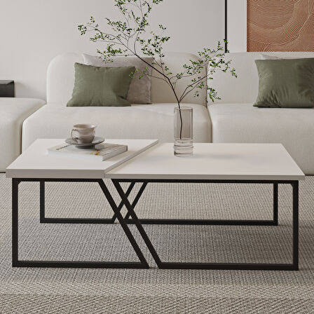 Verona İkili Orta Sehpa – Modern Tasarım Metal Ayaklı Sehpa Seti