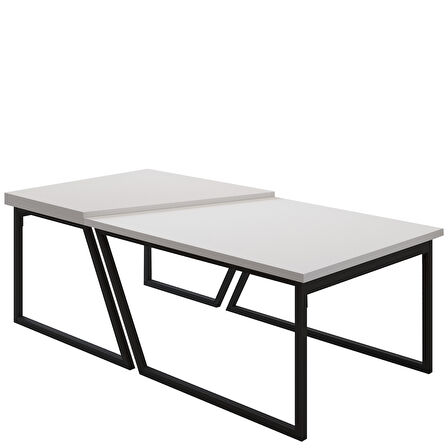 Verona İkili Orta Sehpa – Modern Tasarım Metal Ayaklı Sehpa Seti