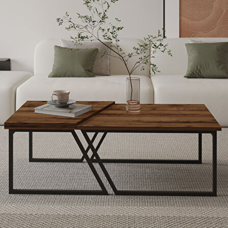 Verona İkili Orta Sehpa – Modern Tasarım Metal Ayaklı Sehpa Seti