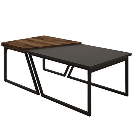 Verona İkili Orta Sehpa – Modern Tasarım Metal Ayaklı Sehpa Seti