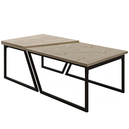 Verona İkili Orta Sehpa – Modern Tasarım Metal Ayaklı Sehpa Seti