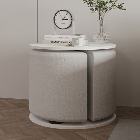 Vexana Puflu Yan Sehpa – Saklanabilir Puflu Servis Sehpası