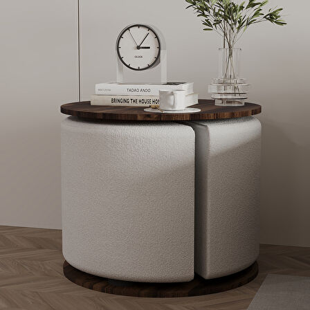 Vexana Puflu Yan Sehpa – Saklanabilir Puflu Servis Sehpası