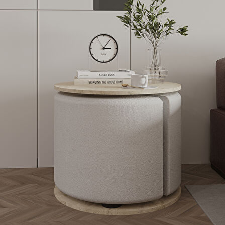 Vexana Puflu Yan Sehpa – Saklanabilir Puflu Servis Sehpası