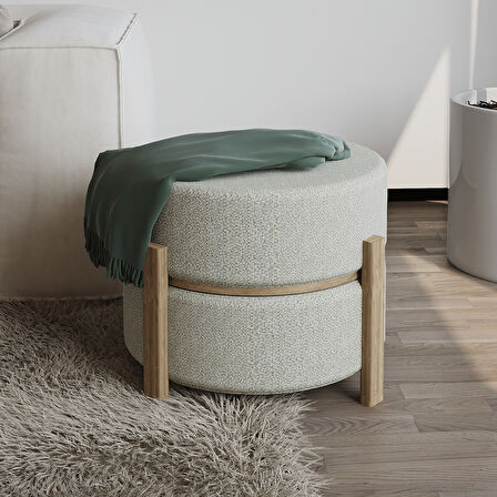 Clone Puf – Çift Fonksiyonlu Yan Sehpa ve Oturma Ünitesi - Krem/Safir Meşe