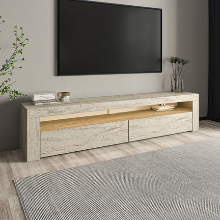 Batı LED Işıklı 2 Kapaklı TV Sehpası – 150 cm – Minimal Tasarım