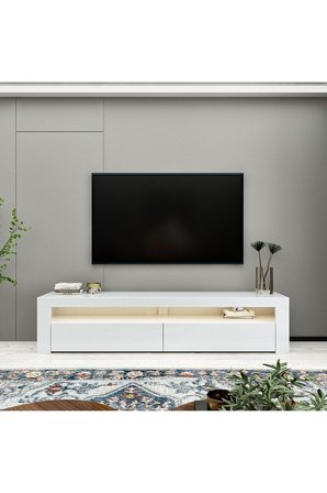 Batı LED Işıklı 2 Kapaklı TV Sehpası – 150 cm – Minimal Tasarım